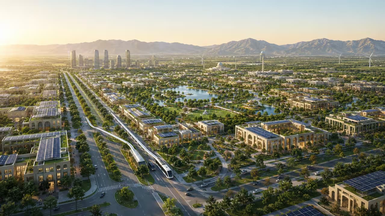Aerial rendering of the CBD Potohar district.