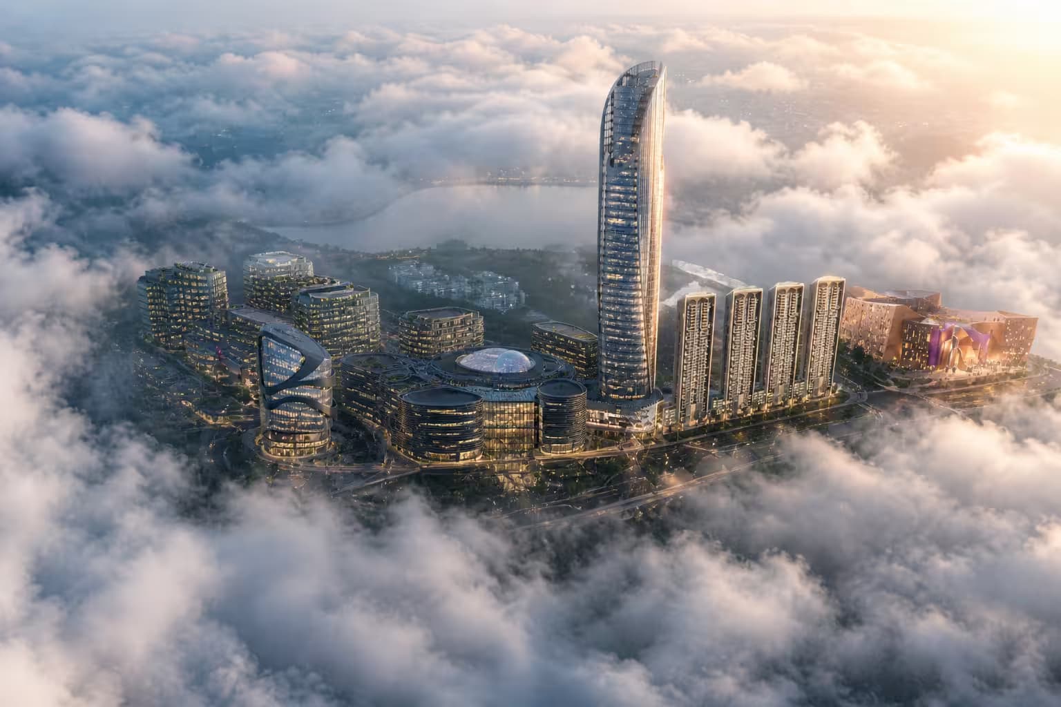 Aerial view of a CBD Punjab flagship district under development.