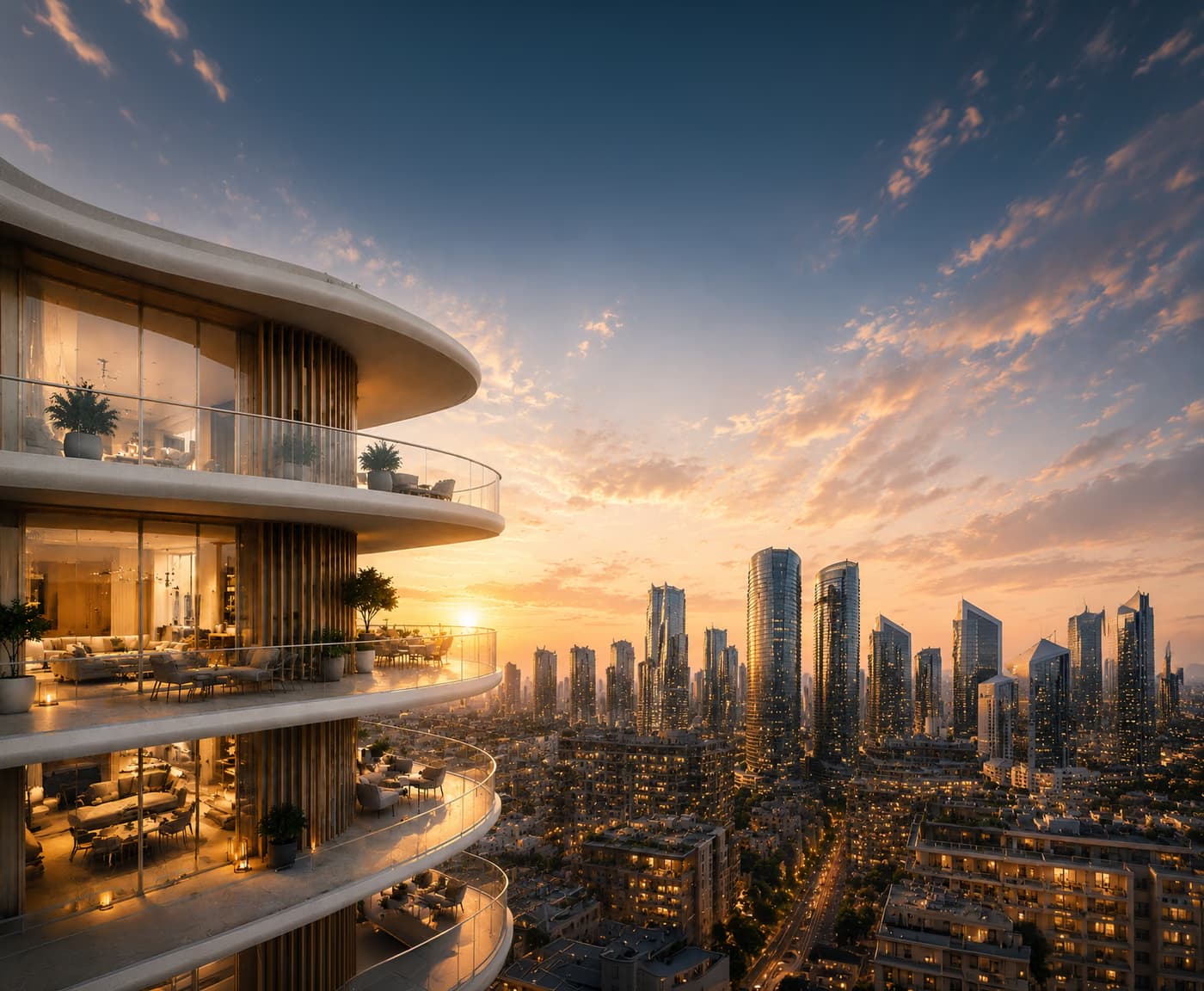Fully furnished balcony rendering of The Regalia branded residence.